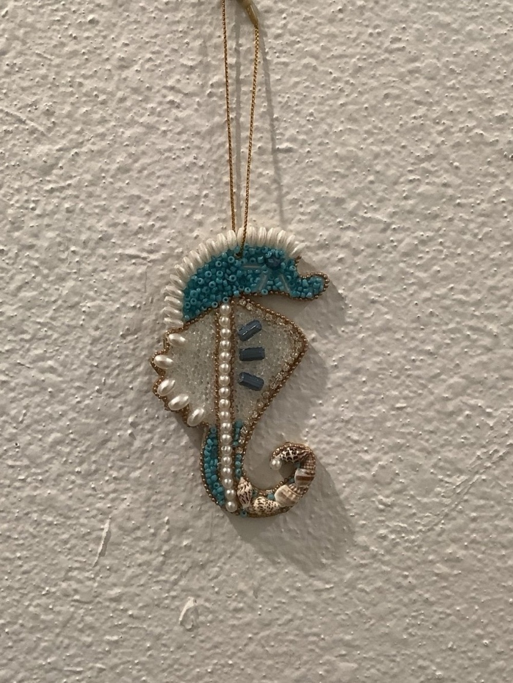 Seahorse , Beaded Seahorse , Beaded Seahorse Ornament,  Coastal Decor